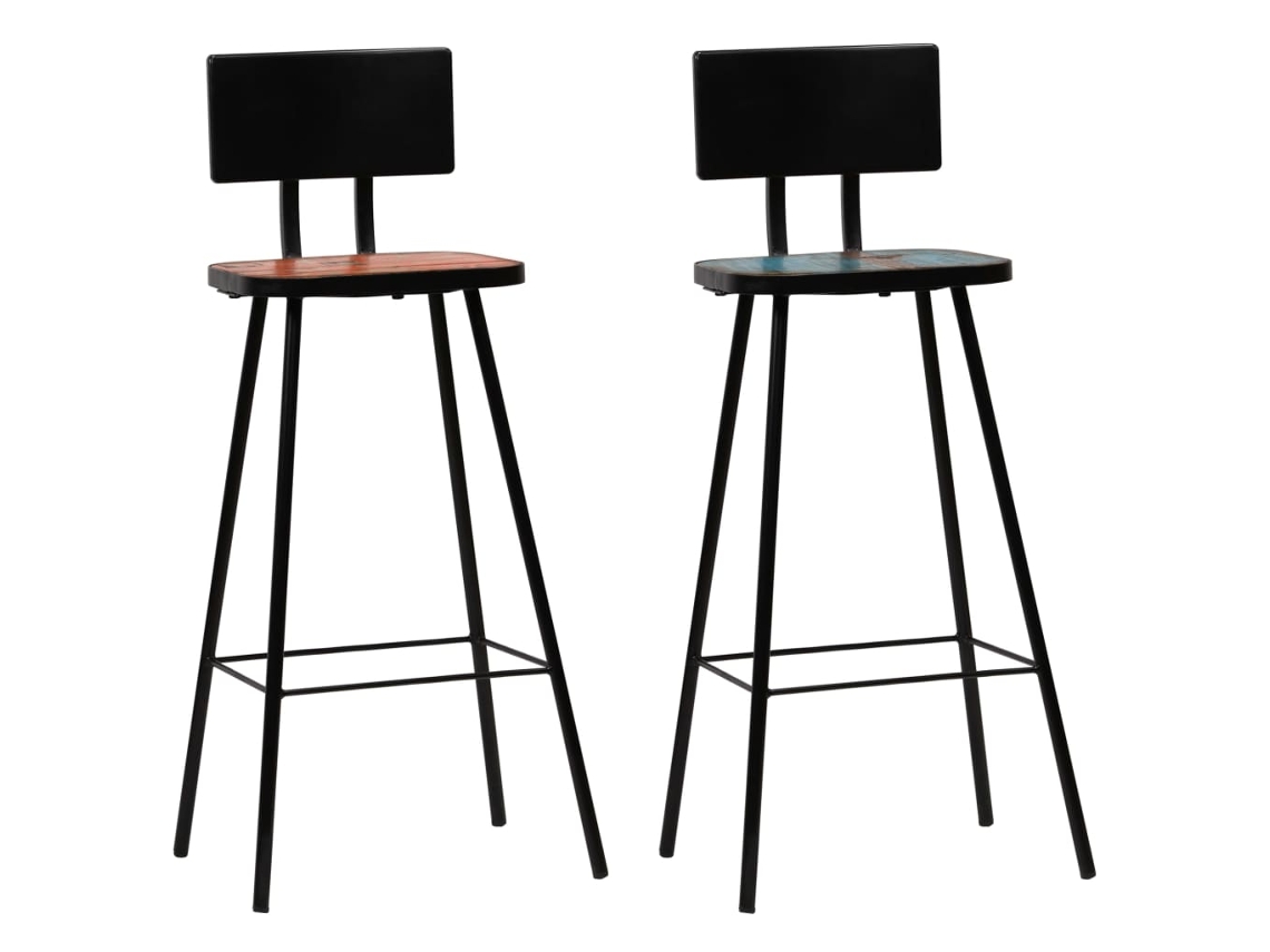 Vidaxl Bancos De Bar 2 Pcs Madeira Recuperada Maciça