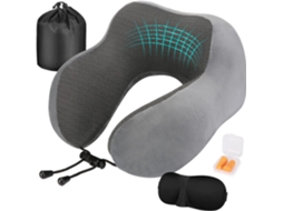 Almofada De Viagem, Em Espuma Viscoelástica, Com Máscara De Dormir, Com Acessórios Auriculares