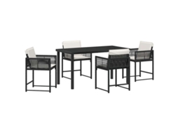 Conjunto de Jantar para Jardim 5 Pcs - Móveis de Jardim para Refeição Preto Vime Pe HARLANV1