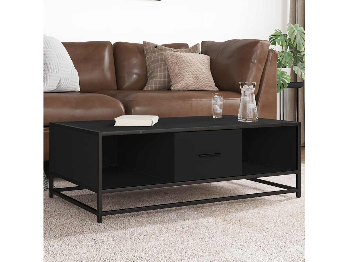 Vidaxl Mesa De Centro 100x57x35 Cm Derivados De Madeira/metal Preto