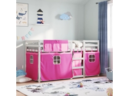 Beliche Com Cortinas 90x190 Cm Madeira De Pinho Maciça Rosa