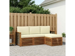 Vidaxl Conjunto De Sofás Para Exterior 4 Pcs Natural E Creme