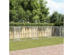 Vidaxl Jaula Para Cão Com Portas 12x2x1,5 M Aço Galvanizado Cinzento