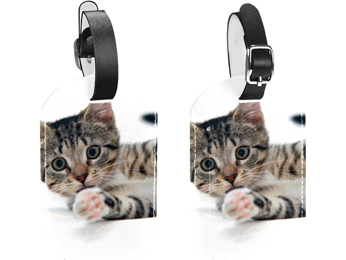 Etiquetas De Identificação Bagagem Com Estampa Gato Deitado Pacote 2 Evitar A Perda Malas E Bagagens