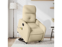 Vidaxl Poltrona Elétrica Elevatória Massagens Tecido Creme