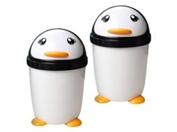 2 Lixeiras de Pinguim com Tampa Basculante, Feitas Pp, Compactas e Grande Capacidade, Lixeira CHABERLU