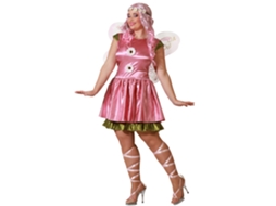 Fantasia de fada rosa vestido brilhante com asas mulher adulto XXL ATOSA