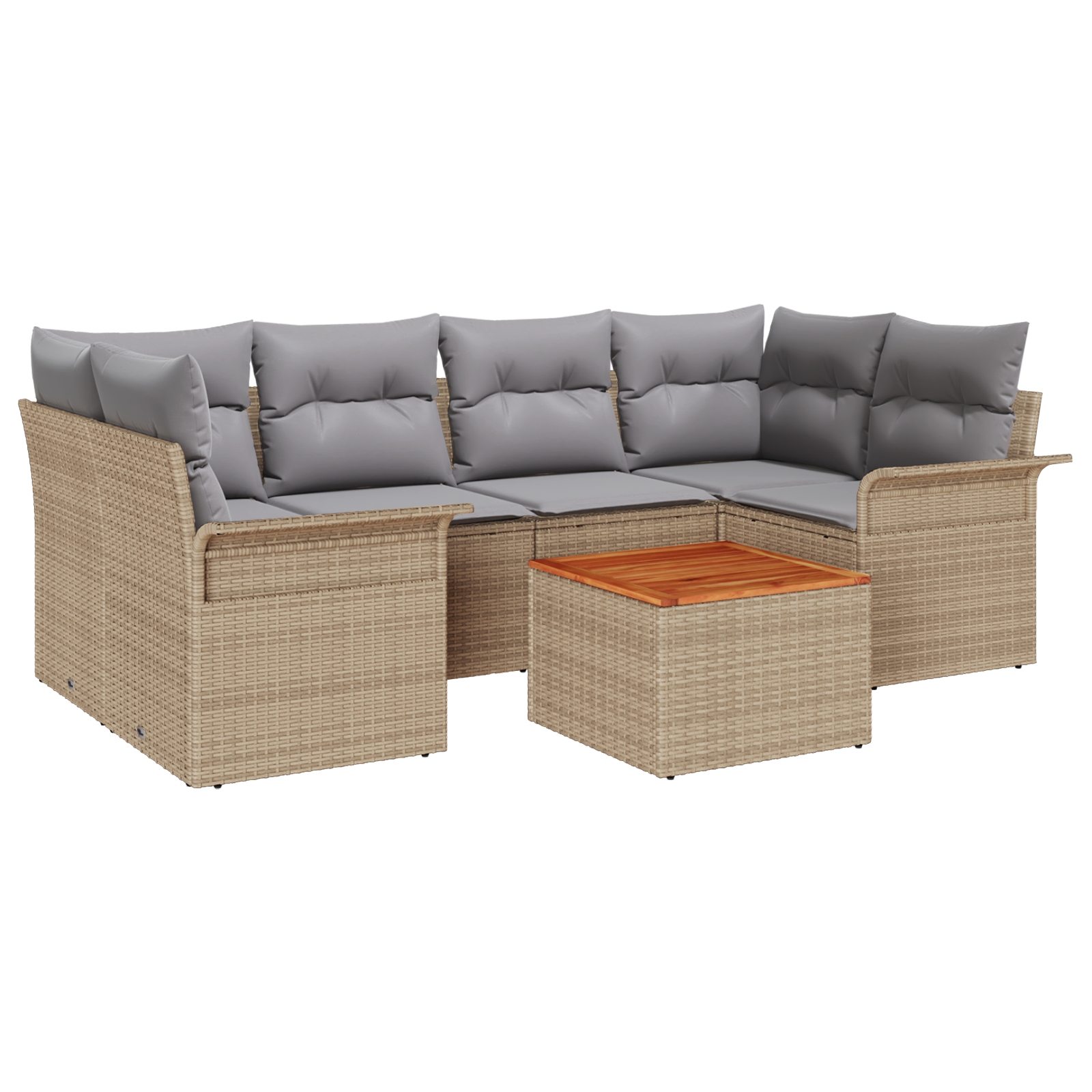 Conjunto 7 Conjunto De Sofá De Jardim Vidaxl Bege Vime Pe (234 X 132,5 X 69 Cm)