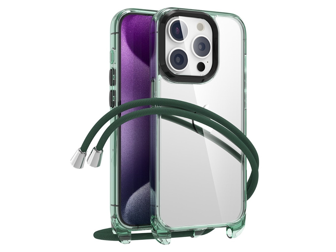 Correia Casa Para Iphone 14 Pro Pele Sintética Transparente