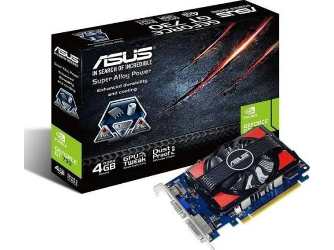 Placa de Video ASUS GPU NVIDIA GeForce GT 730 (700MHz -2GB de memória 128bits / 1,1GHz - interface PCI Express 16x v2.0 - conexões VGA + DVI + HDMI)