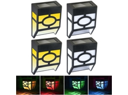 Conjunto de 4 Luzes Solares para Cerca Externa Apliques Led À Prova D'Água