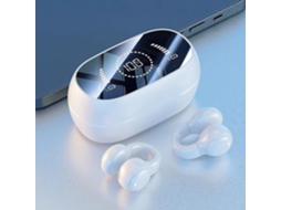 Fones Abertos com Clipe Sem Fio JIAPEI, Condução Óssea, Bluetooth Estéreo Hifi V5.3, Cancelamento Ruído, Branco