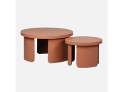 Mesa De Centro Redonda Encaixável, Set De 2, Terracota