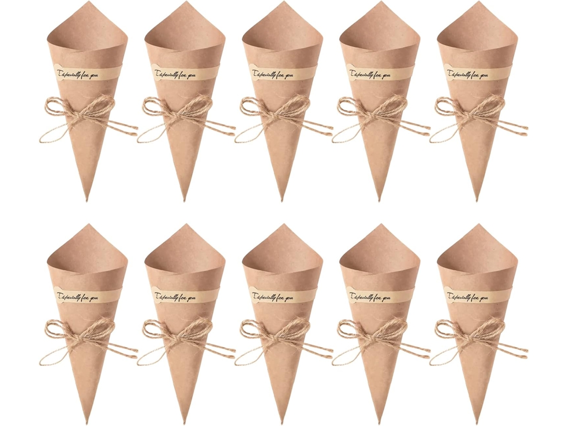 Cone De Confete Retrô Em Papel Kraft, 50 Unidades, Caixa De Presente Para Embalagem. Aquaforge
