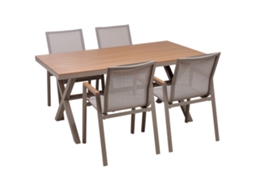 Conjunto De Refeição De Jardim Para 4 Pessoas Beliani Tiano De Alumínio Cinzento 160x9x73
