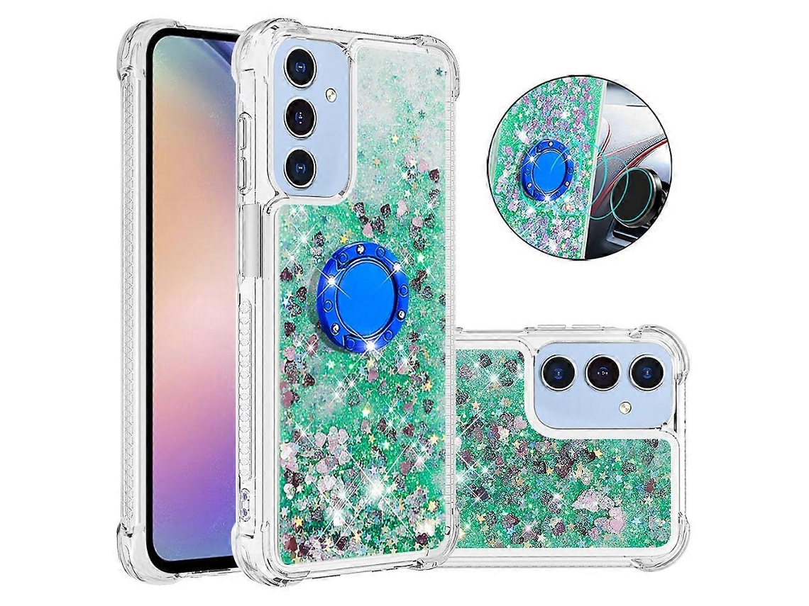 Capa De Tpu Com Suporte E Estampa De Corações Verdes Para Samsung Galaxy A17 5g, À Prova De Choque E Areia Movediça