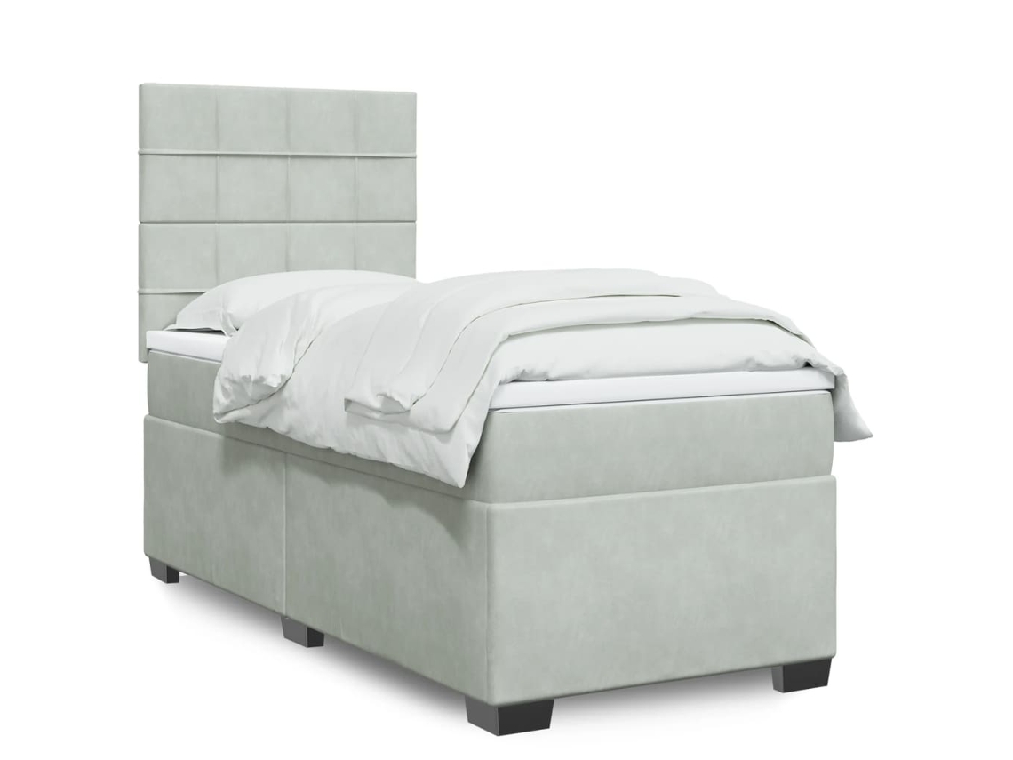 Vidaxl Cama Com Molas/colchão 90x190 Cm Veludo Cinza-claro
