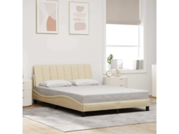 Vidaxl Estrutura De Cama Sem Colchão Hanko 140x190 Cm Tecido Cor Creme