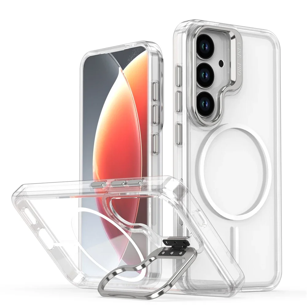 Capa Para Celular Samsung Com Suporte Magnético Para Lente Magsafe (galaxy S25 Fe, Branca)