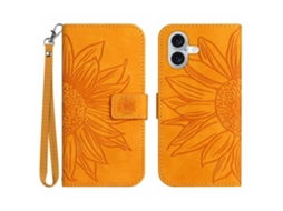 Capa Carteira Skalo Para Iphone 17 Com Estampa Floral Em Relevo - Amarela