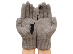 2026 guantes de Invierno para Mujer Lindos Con Diseño de Gato Y Pez de Dedos Completos