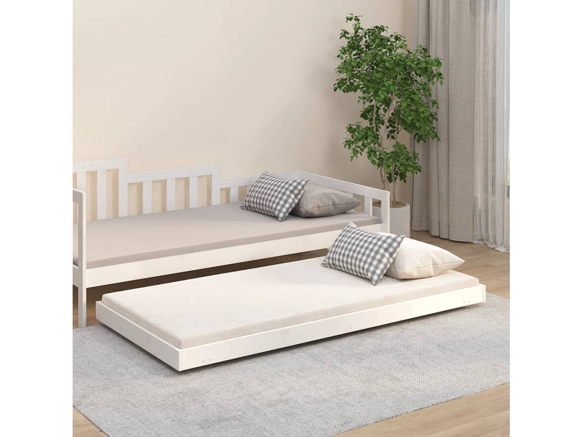 Vidaxl Cama Sem Colchão 75x190 Cm Madeira de Pinho Maciça Branco