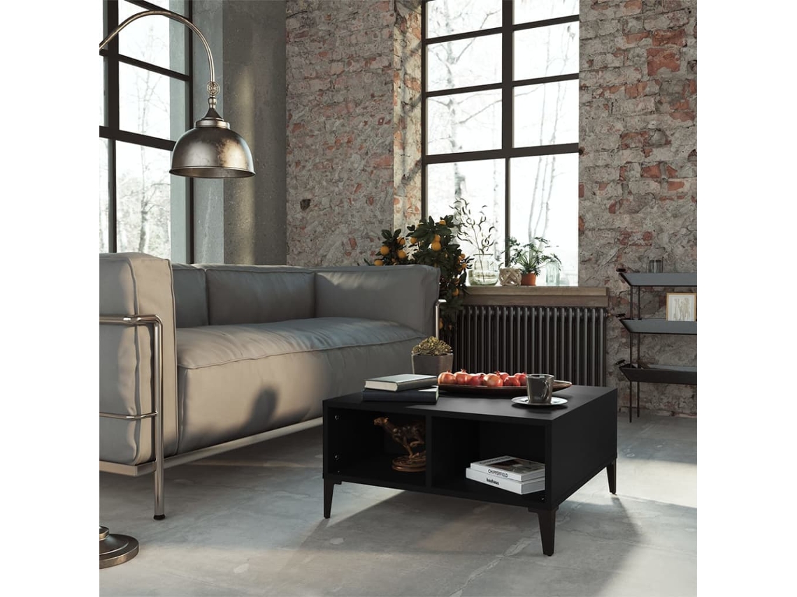 Vidaxl Mesa De Centro 60x60x30 Cm Contraplacado Preto