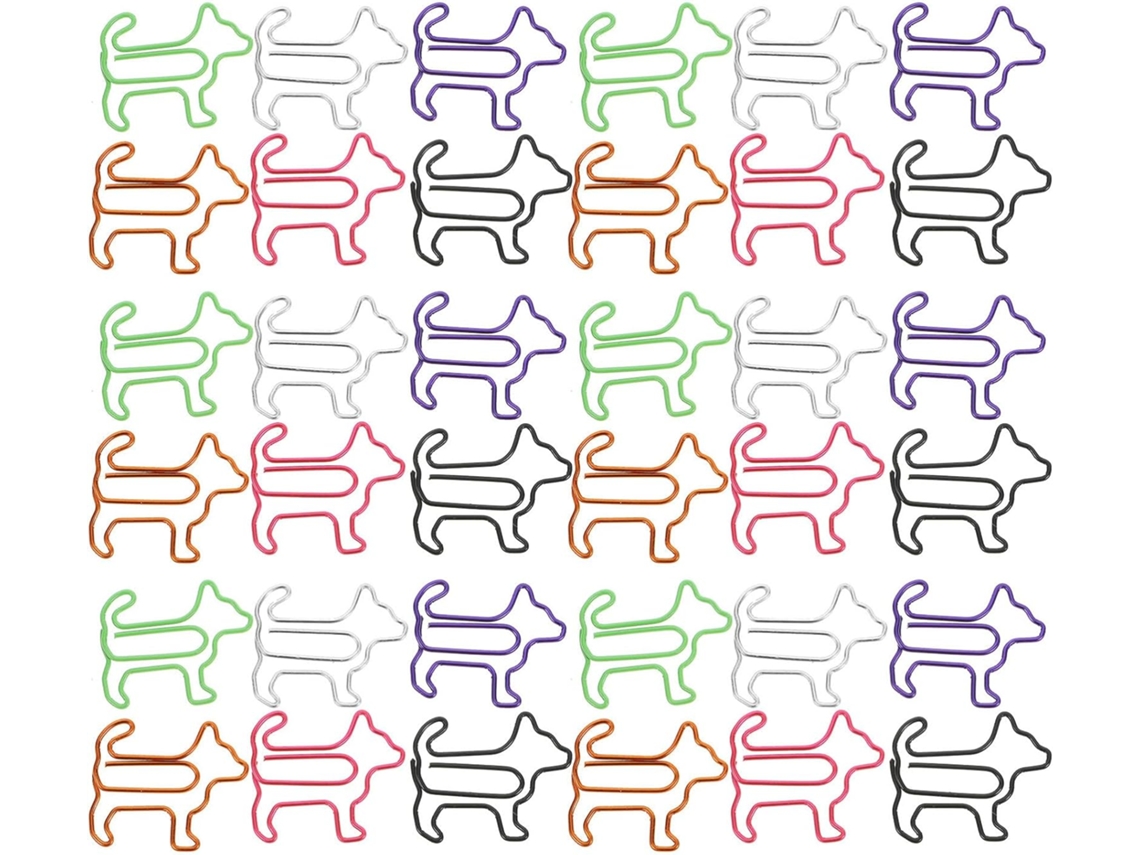 Conjunto de 60 clipes de papel decorativos, práticos e duráveis, em aço inoxidável com formato de cachorrinho, ideais para anotações e cartas.