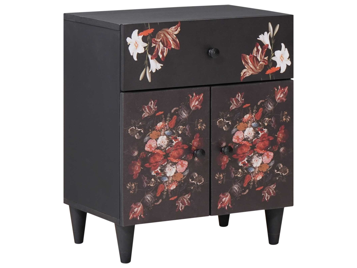 Conjunto 1 Mesa-de-cabeceira Vidaxl Multicolorido Madeira De Mangueira Maciça (50 X 33 X 60 Cm)