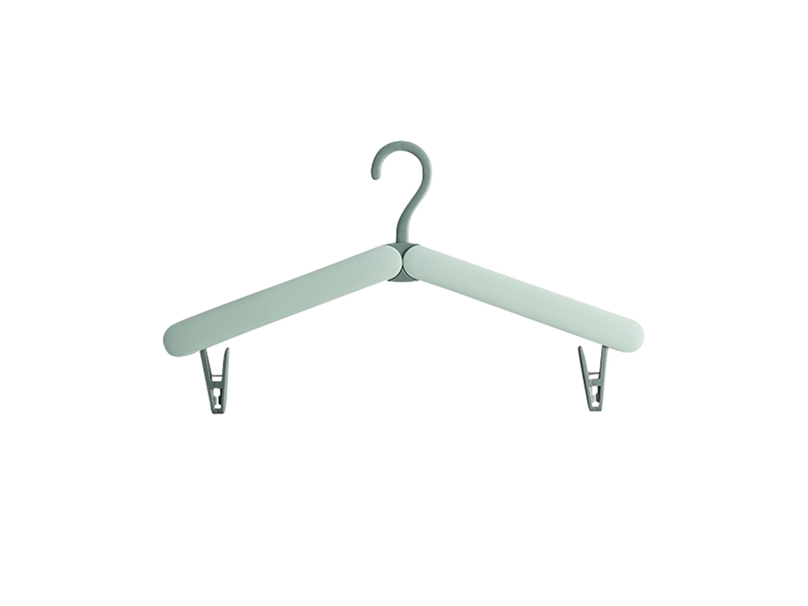 Cabide de viagem dobrável com clips ultra leve portátil multifuncional para roupa verde | S/MARCA