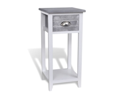 Vidaxl Mesa De Cabeceira Com 1 Gaveta, Cinzento E Branco