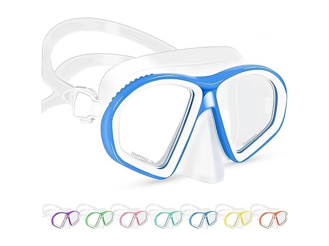 Óculos de Natação para Crianças de 6 a 14 Anos, Cristal Temperado, Protetor Bucal, Anti fugas, Máscara de Mergulho e Snorkel