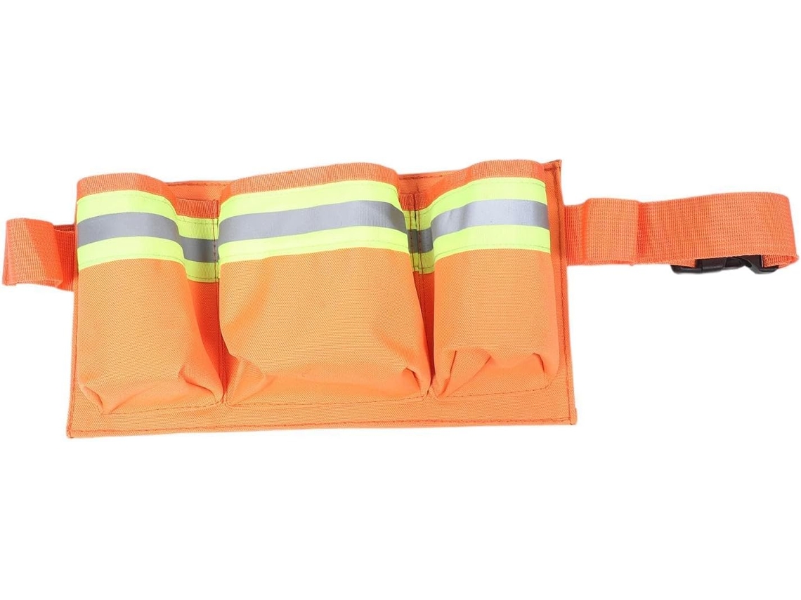 Cinto ajustável para ferramentas de limpeza com suporte para garrafas, produtos e bolsas; bolsa refletora para ferramentas e outros itens.