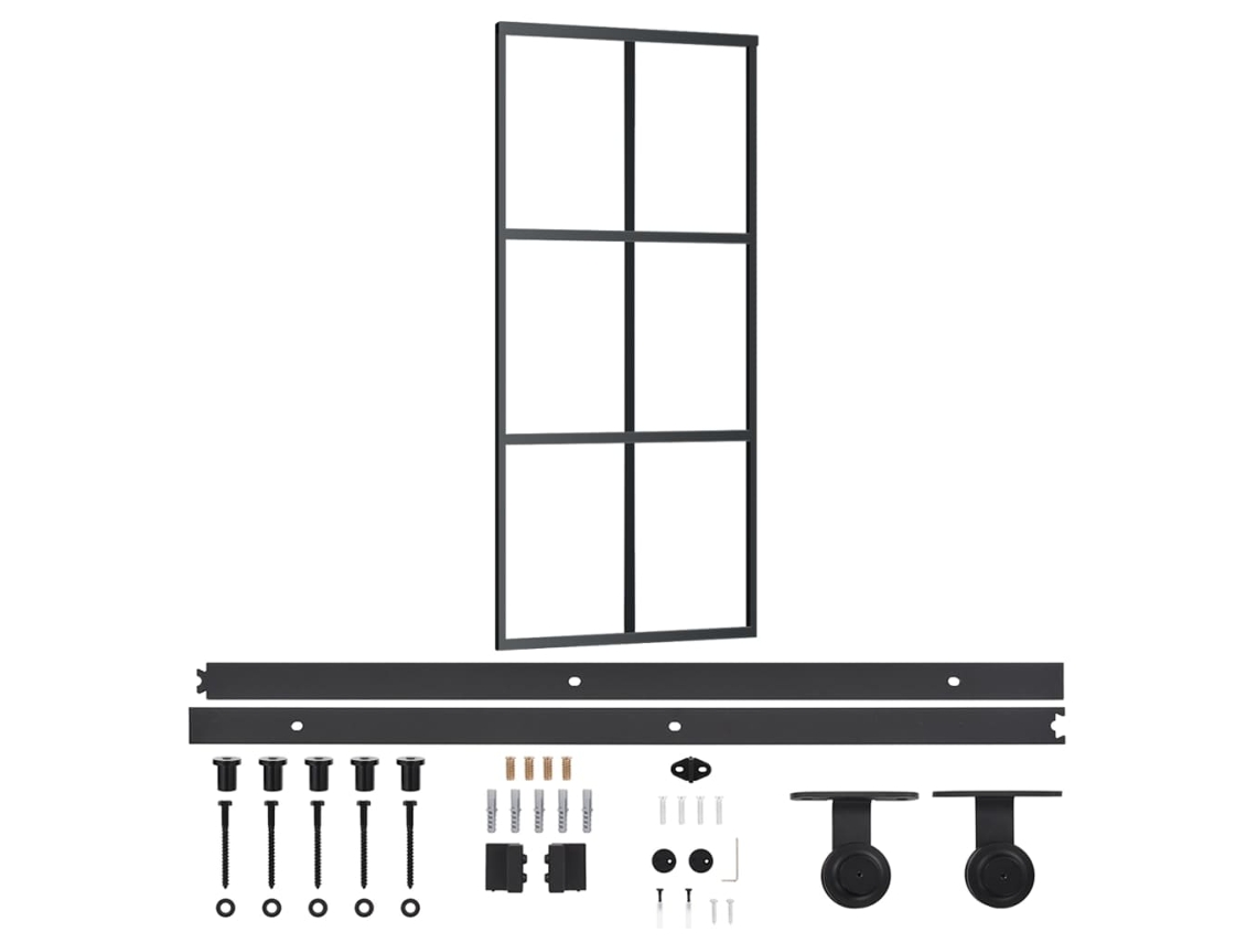 vidaXL Porta deslizante c/ conj. ferragens 90x205cm vidro ESG/alumínio