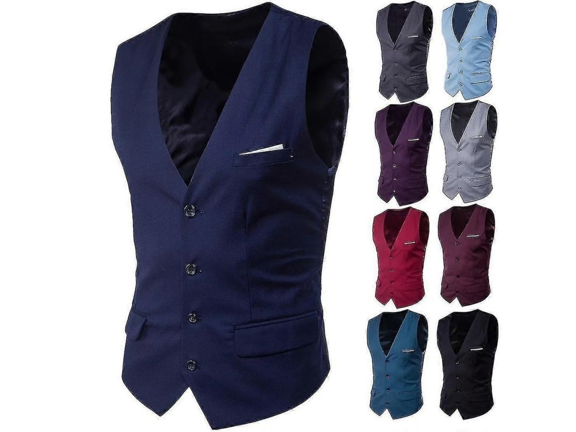 2026 chaleco de Negocio para Hombre Talla Grande de Color Sólido de Un Botón Primavera Y Otoño Poliéster
