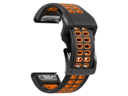 Bracelete de Smartwatch para Garmin Fenix 7 26mm de silicone de duas cores com furos de duas fileiras (preto laranja)