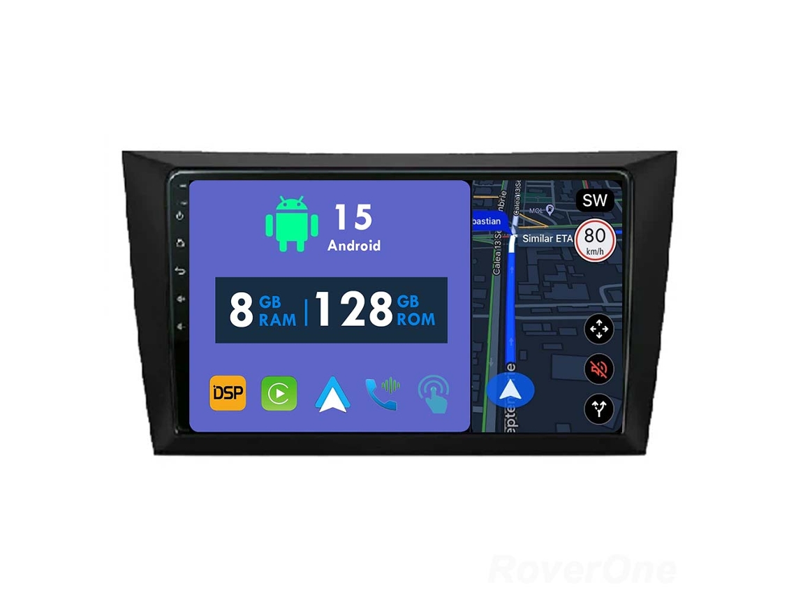 Auto Rádio Carro Bluetooth Autoradio 8GB RAM 128G ROM CarPlay Navegação GPS Ecrã Táctil RoverOne para Volkswagen VW Golf 6 2008-2016  