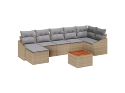 Conjunto 8 Conjunto De Sofás Para Exterior Vidaxl Bege Vime Pe (288,5 X 123,5 X 69 Cm)