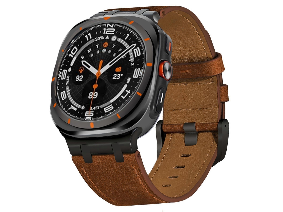 Pulseira De Couro Crazy Horse Para Samsung Galaxy Watch Ultra 47mm
