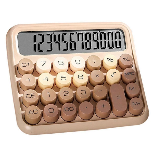 Calculadora De Mesa De Computador Com 12 Dígitos, Design Charmoso Com Interruptores Mecânicos, Tela Lcd Grande Com Botões Grandes, Degradê Marrom