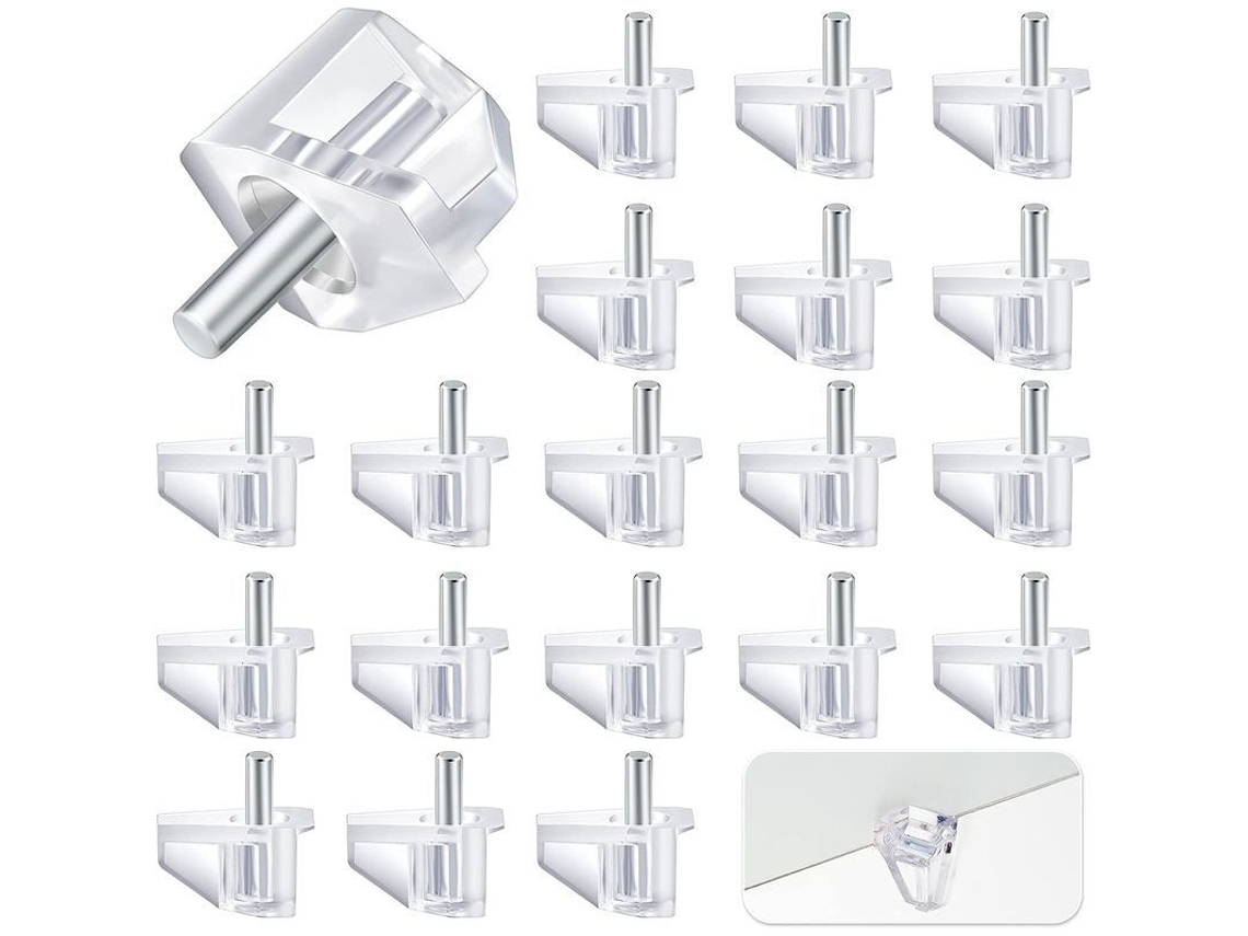 Pegs de suporte para estantes de 3mm/1/8 polegada, plástico transparente, 20 peças S/MARCA