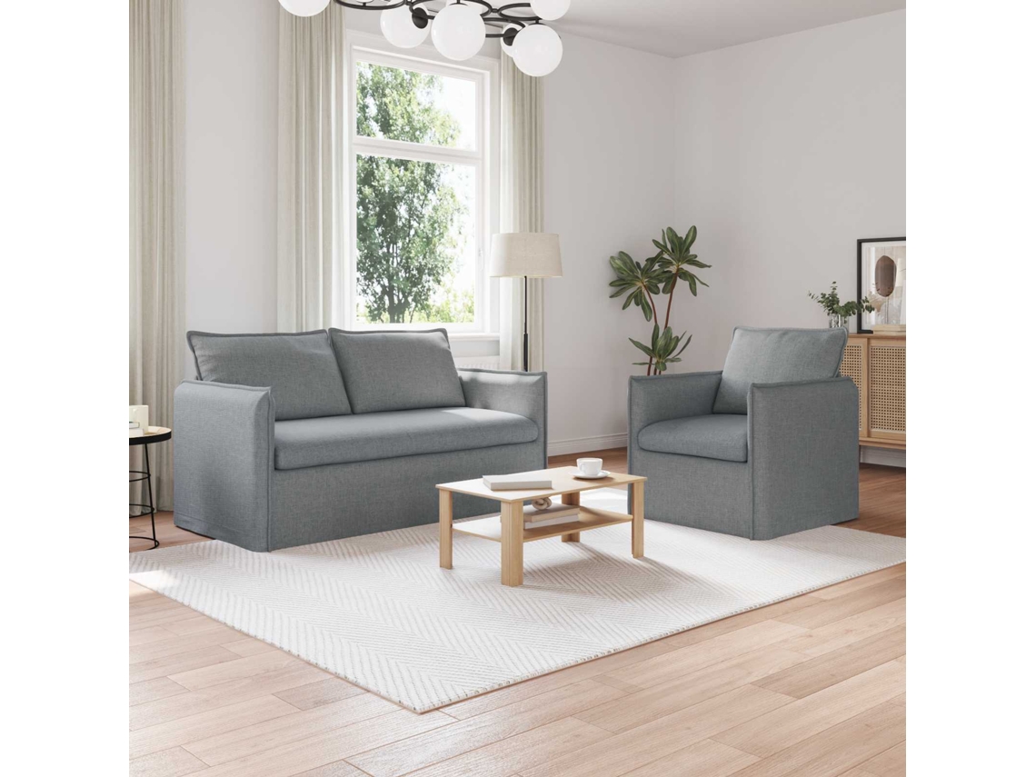 Vidaxl Conjunto De Sofás 2 Pcs Cinzento-claro 156 X 82 X 85 Cm Tecido