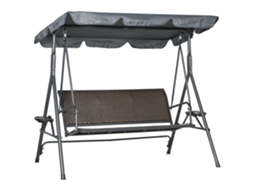 Balanço estilo Hollywood com função reclinável ZENCORE SERVICES marrom 215x120x165cm