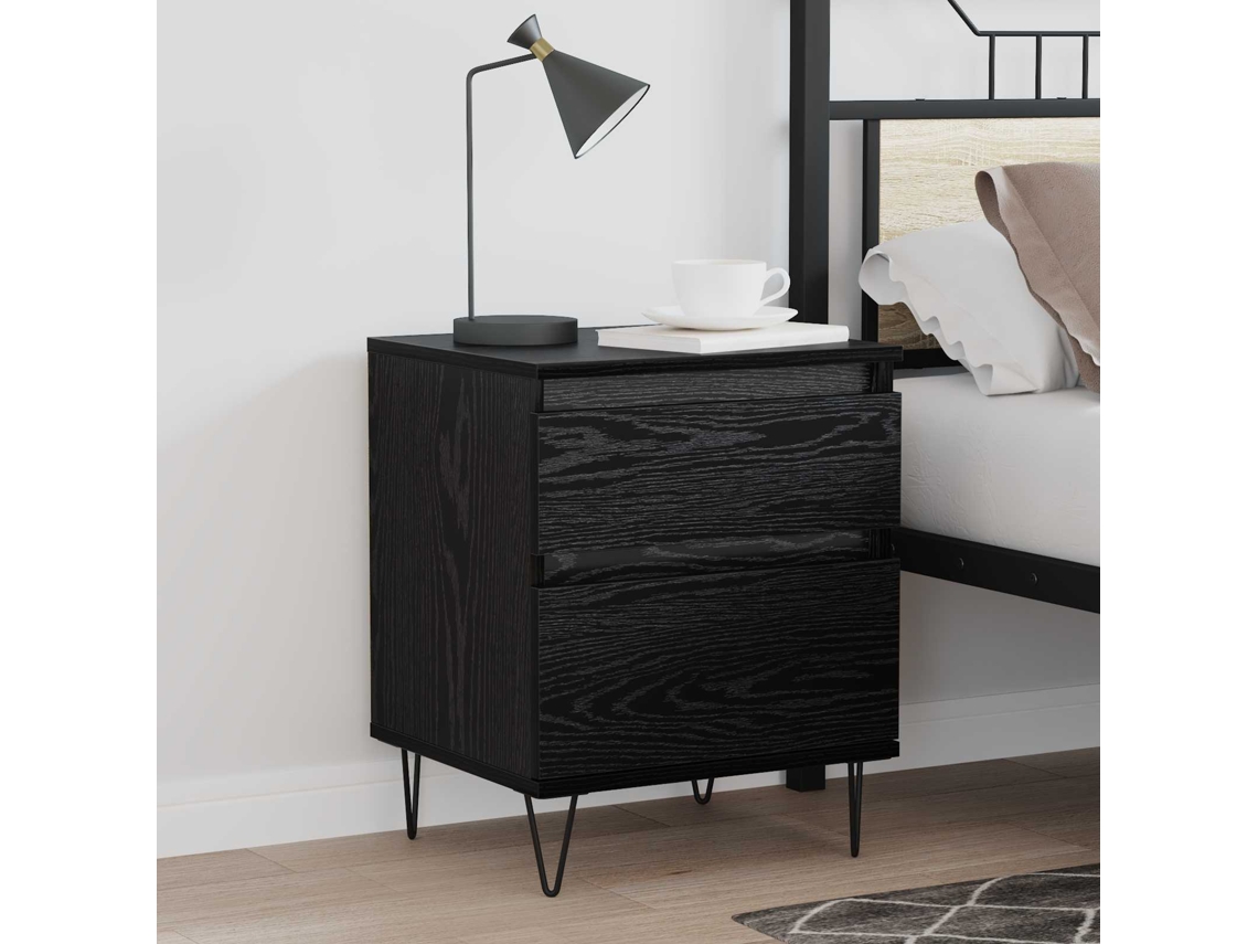 Vidaxl Armário de Cama com Gaveta Carvalho Preto 40 X 35 X 50 Cm
