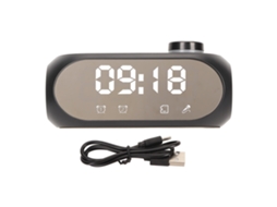 Mali caixa de Som Bluetooth Sem Fio com Luz Rgb Bass Forte Display de Temperatura Rádio Fm Relógio Alarme Espelho Preto