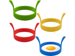 4 Moldes de Ovos de Silicone Anéis Antiaderentes 7,9 Cm com Asas Resistentes Ao Calor 40 a 230°c para Omeletes e Panquecas