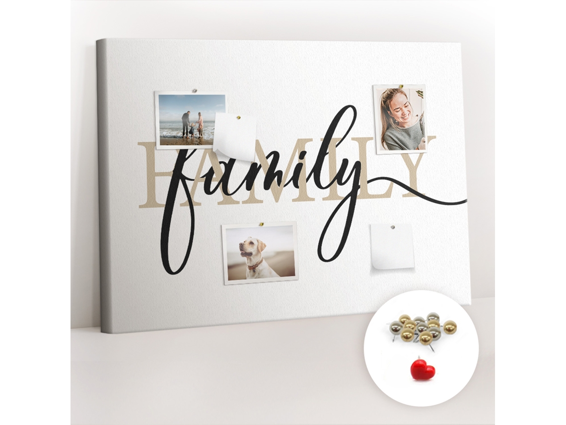 Quadro De Cortiça Com Impressão Inscrição "família" Para O Corredor Espelharte (70x100 Cm)
