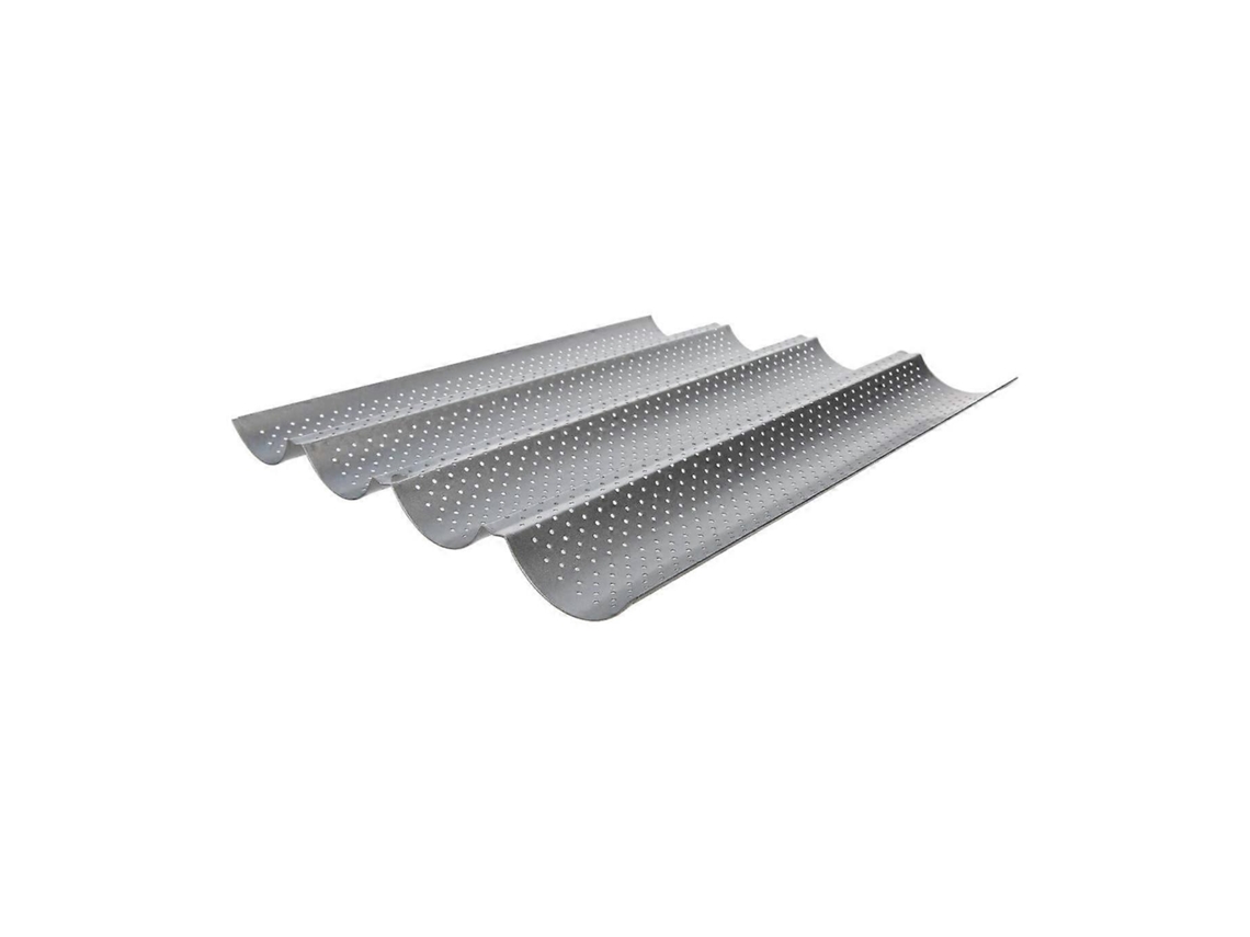 Bandeja para Assar 4 Baguetes Antiaderente Perforada Reversível para Biscoitos e Barras de Amêndoa