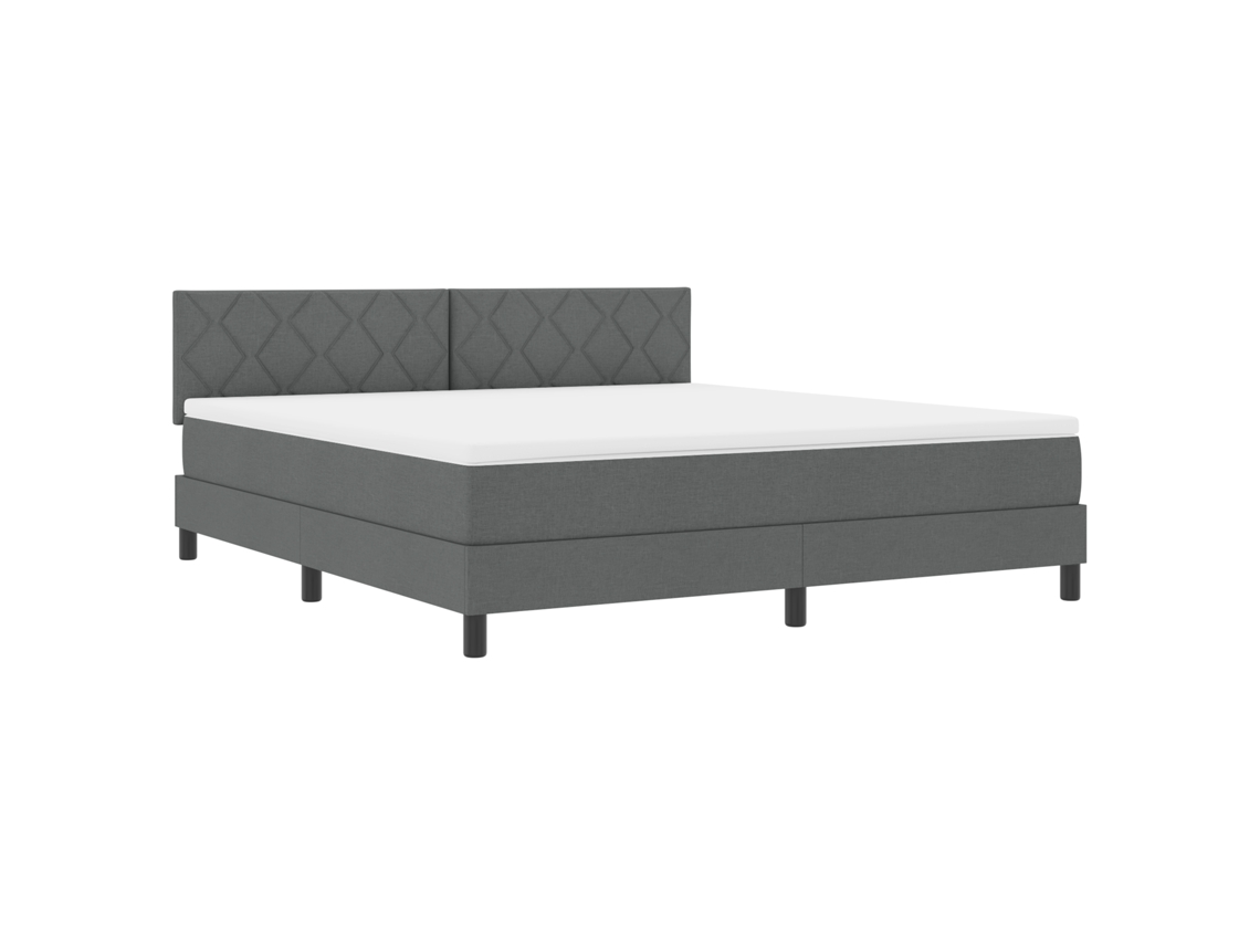 Cama Bospring Com Colchão Cinza Escuro Tecido Vidaxl Cinzento Fabric (180x200 Cm)