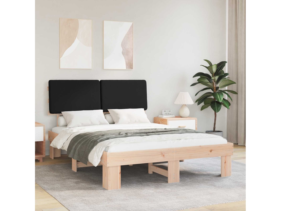 Vidaxl Estrutura De Cama Com Cabeceira Estofada Preto 150 X 200 Cm